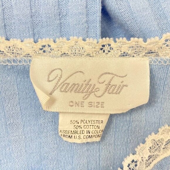 Vanity Fair Ribbed Striped Short Sleeve Night Shirt Blue One Size - Picture 4 of 5